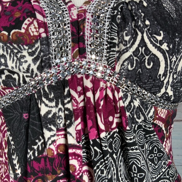 INC halter rhinestone top black, purple, white - Picture 5 of 6